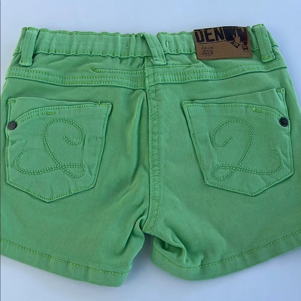Deux par Deux Green Denim Shorts girls sz 5